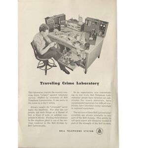 Vintage 1945 Bell Telephone System Crime Laboratory Ad Advertisement